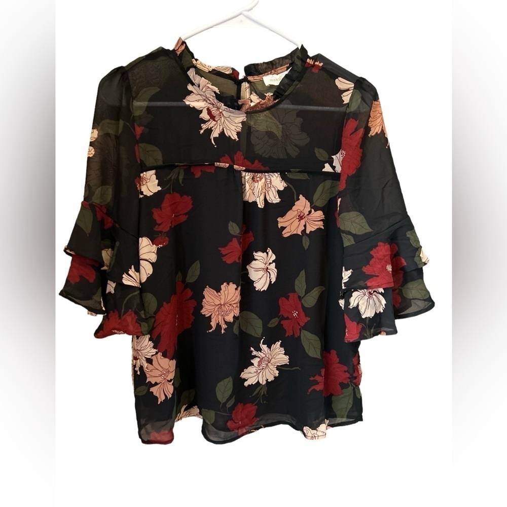 Monteau Anthropologie flowered blouse size M‎